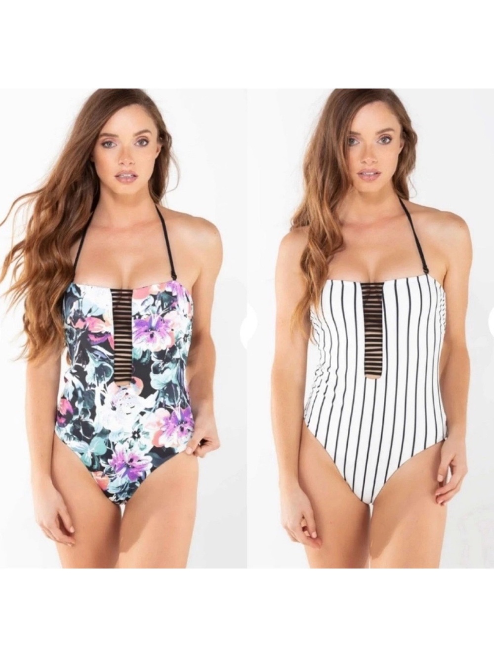 NWT WET Swimwear Black Floral Reversible One Piece Swimsuit